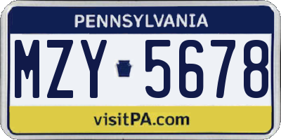 PA license plate MZY5678