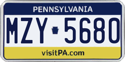PA license plate MZY5680