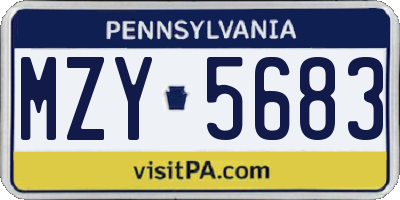 PA license plate MZY5683
