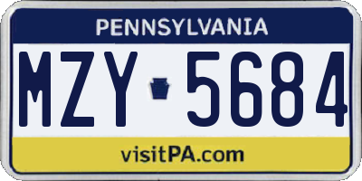 PA license plate MZY5684