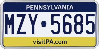 PA license plate MZY5685