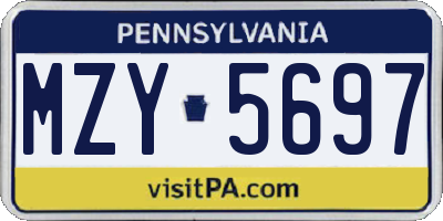 PA license plate MZY5697