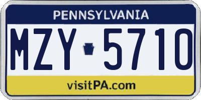 PA license plate MZY5710