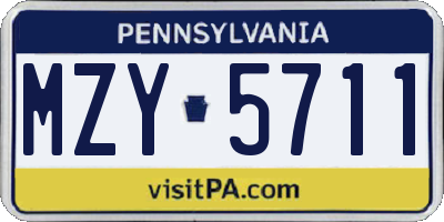 PA license plate MZY5711
