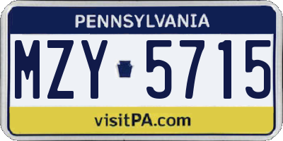 PA license plate MZY5715