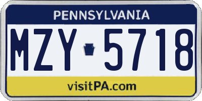 PA license plate MZY5718