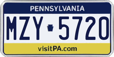 PA license plate MZY5720