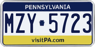 PA license plate MZY5723