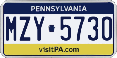 PA license plate MZY5730