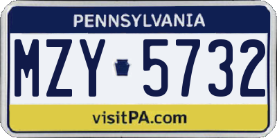PA license plate MZY5732