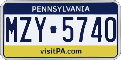 PA license plate MZY5740