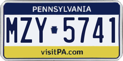 PA license plate MZY5741