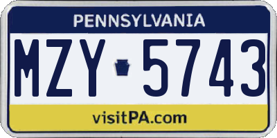 PA license plate MZY5743