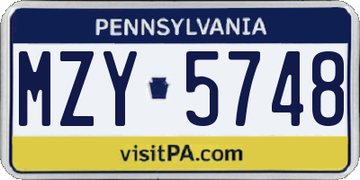 PA license plate MZY5748