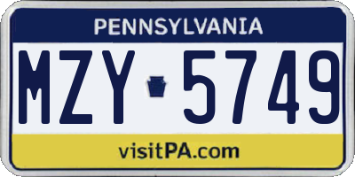 PA license plate MZY5749