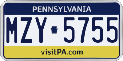 PA license plate MZY5755