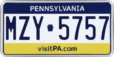 PA license plate MZY5757