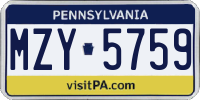 PA license plate MZY5759