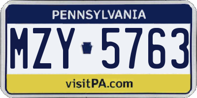 PA license plate MZY5763