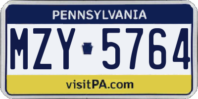 PA license plate MZY5764