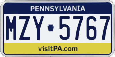 PA license plate MZY5767