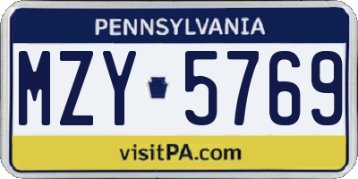 PA license plate MZY5769