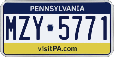 PA license plate MZY5771