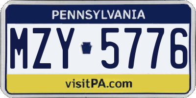 PA license plate MZY5776