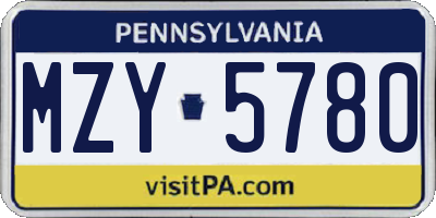 PA license plate MZY5780