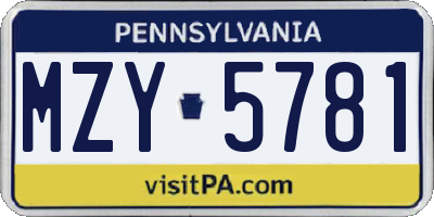 PA license plate MZY5781