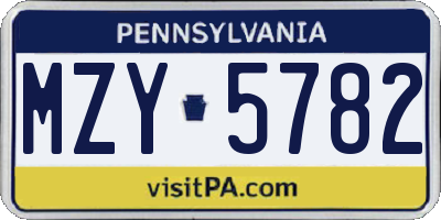 PA license plate MZY5782