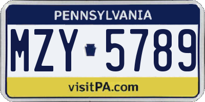 PA license plate MZY5789
