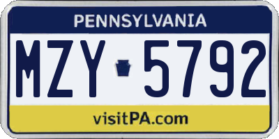 PA license plate MZY5792