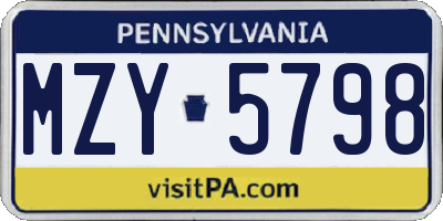 PA license plate MZY5798