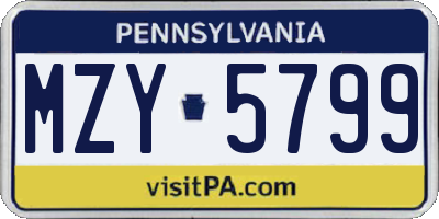 PA license plate MZY5799
