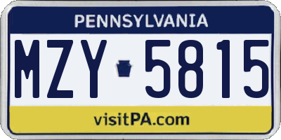 PA license plate MZY5815