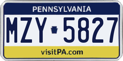 PA license plate MZY5827