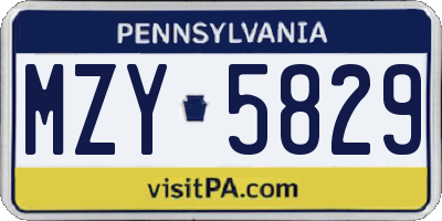PA license plate MZY5829