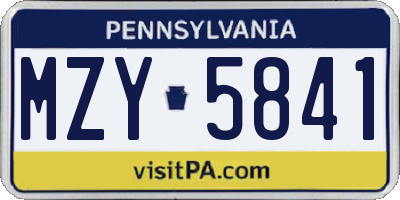 PA license plate MZY5841