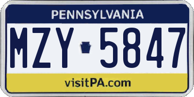 PA license plate MZY5847