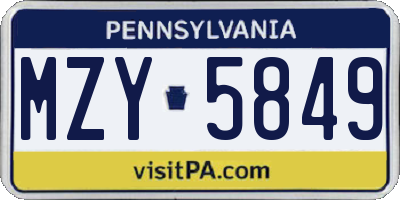PA license plate MZY5849