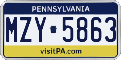 PA license plate MZY5863