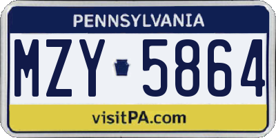 PA license plate MZY5864