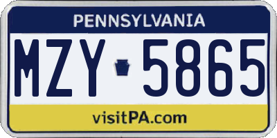 PA license plate MZY5865