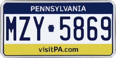 PA license plate MZY5869