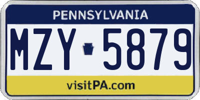 PA license plate MZY5879