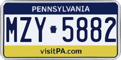 PA license plate MZY5882