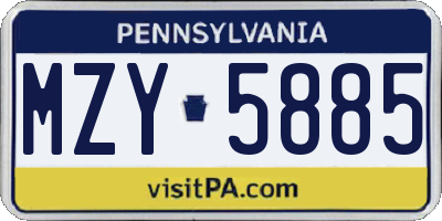 PA license plate MZY5885