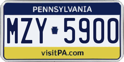 PA license plate MZY5900