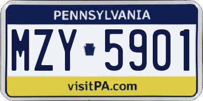 PA license plate MZY5901